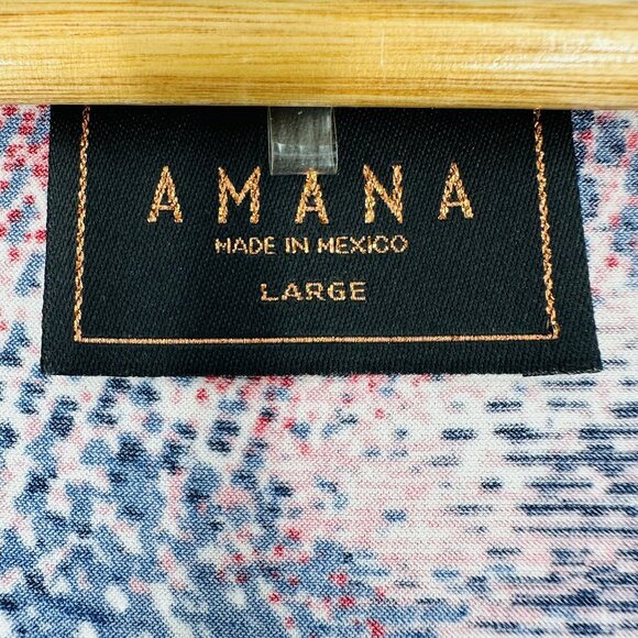 Amana Multicolored Abstract Print Boat Neck Ruffle Sleeve Tunic Blouse Size L - Picture 7 of 8